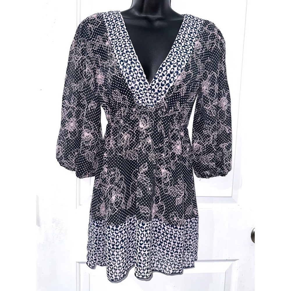Vanity blue tunic style blouse